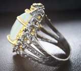 Серебряное кольцо с аквамарином 7+ карат и пурпурно-розовыми сапфирами Серебро 925
