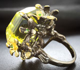 Серебряное кольцо с лимонными цитрином 28+ карат и диопсидами Серебро 925