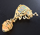 Кулон с кристаллическими эфиопскими опалами и бриллиантами Золото