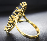 Золотое кольцо с крупным ярким кристаллическим черным опалом 5,45 карата Золото