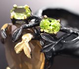 Серебряное кольцо с флюоритом 27+ карат и перидотами