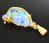 Золотой кулон с кристаллом эфиопского опалами 9,21 карата Золото