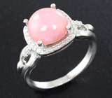 Замечательное серебряное кольцо с перуанским розовым опалом