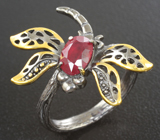 Оригинальное серебряное кольцо с рубином Серебро 925