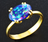 Золотое кольцо с ограненным черным опалом 2,06 карата Золото