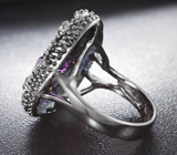 Черненое серебряное кольцо с аметистами Серебро 925