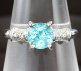 Изящное серебряное кольцо с голубым цирконом Серебро 925