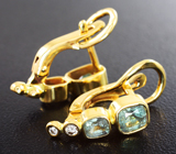 Золотые серьги с уральскими александритами высоких характеристик 1,75 карата и бриллиантами Золото