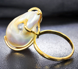 Золотое кольцо с крупной жемчужиной барокко 34,55 карата! Исключительный люстр Золото