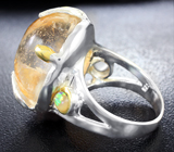 Серебряное кольцо с «ghost» кварцем, лунным камнем и кристаллическим эфиопским опалом Серебро 925