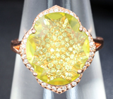 Великолепное серебряное кольцо с лимонным цитрином авторской огранки Серебро 925