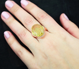 Великолепное серебряное кольцо с лимонным цитрином авторской огранки Серебро 925