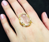 Серебряное кольцо с розовым кварцем 32,5 карата и родолитами Серебро 925