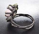 Серебряное кольцо с морганитом и перидотами