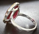 Серебряное кольцо с рубином 13,01 карата и синими сапфирами