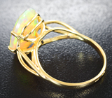 Золотое кольцо с крупным ограненным эфиопским опалом 2,99 карата Золото