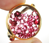 Золотое кольцо с кристаллами рубиновой шпинели 7,12 карата под сапфировым стеклом и красными сапфирами Золото