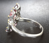 Серебряное кольцо с разноцветными шпинелями 1,9 карата и цаворитами Серебро 925