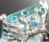 Золотое кольцо «Снежная Королева» с эксклюзивным аквамарином 39,57 карата, неоново-синими апатитами и бриллиантами Золото
