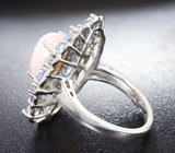 Серебряное кольцо с перуанским розовым опалом и танзанитами Серебро 925