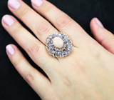 Серебряное кольцо с перуанским розовым опалом и танзанитами Серебро 925