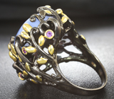 Серебряное кольцо с халцедоном и аметистами Серебро 925