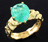 Кольцо с уральским изумрудом 3,84 карата Золото