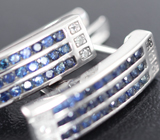 Серебряные серьги с синими сапфирами бриллиантовой огранки и бесцветными топазами Серебро 925