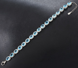 Элегантный серебряный браслет с насыщенно-синими топазами Серебро 925