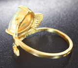Золотое кольцо с топовым ограненным эфиопским опалом 1,7 карата Золото