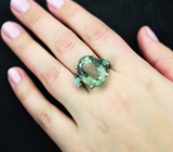 Серебряное кольцо с зеленым аметистом 22+ карат, аквамарином и бериллом Серебро 925