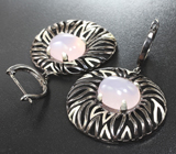 Серебряные серьги с розовым кварцем Серебро 925