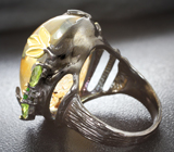 Серебряное кольцо с «призрачным» кварцем, перидотами и диопсидами Серебро 925
