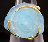 Кольцо c резным аквамарином 18,42 карата Золото