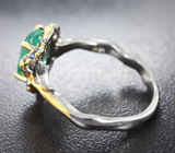 Серебряное кольцо с изумрудом 1,72 карата и синими сапфирами Серебро 925