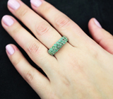 Стильное серебряное кольцо с изумрудами Серебро 925