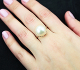 Золотое кольцо с морской жемчужиной 13,11 карата! Исключительный люстр Золото