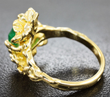 Кольцо с изумрудом 1,13 карата и бриллиантами Золото