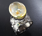 Серебряное кольцо с «призрачным» кварцем и голубым топазом Серебро 925