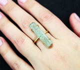 Золотое кольцо с кристаллом забайкальского аквамарина 11,66 карата Золото