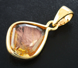Кулон с орегонским солнечным камнем авторской огранки 4,92 карата Золото