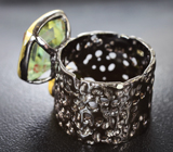Серебряное кольцо с празиолитом и перидотом Серебро 925