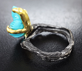 Серебряное кольцо с резной бирюзой Серебро 925
