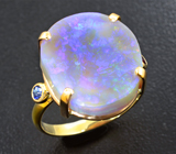 Золотое кольцо с австралийским solid опалом 6,8 карата, рубином и синим сапфиром Золото