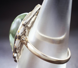 Серебряное кольцо с зеленым аметистом 15,05 карата и синими сапфирами Серебро 925