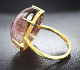 Золотое кольцо с крупным полихромным забайкальским рубеллитом 24,11 карата Золото