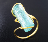 Золотое кольцо с ярким кристаллом забайкальского аквамарина 10,44 карата Золото