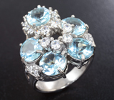 Серебряное кольцо с голубыми топазами Серебро 925