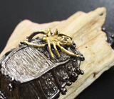 Серебряный кулон с древесиной и черной шпинелью Серебро 925