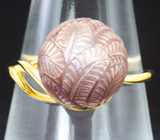 Золотое кольцо с резной жемчужиной Edison 10,65 карата и родолитами Золото